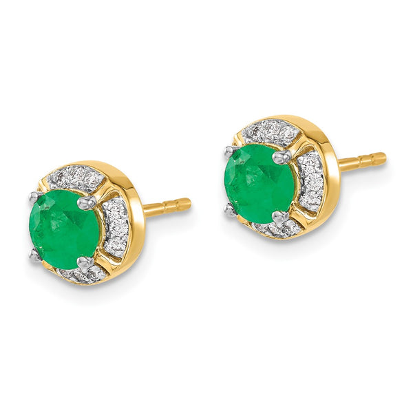 14K Gold Diamond & Emerald Halo Earrings - Style GR1-1002791