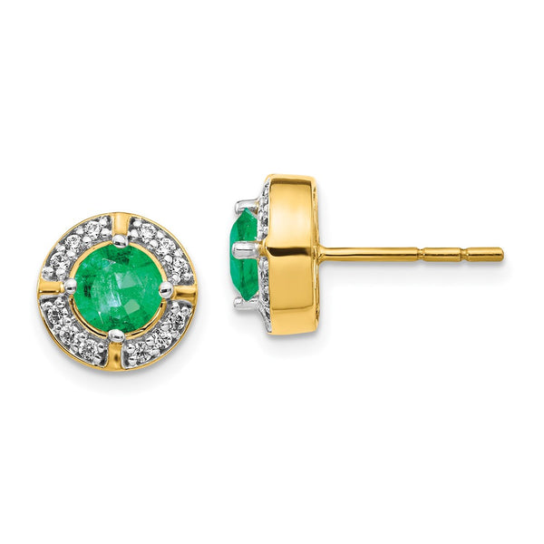 14K Gold Diamond & Emerald Halo Earrings - Style GR1-1002791
