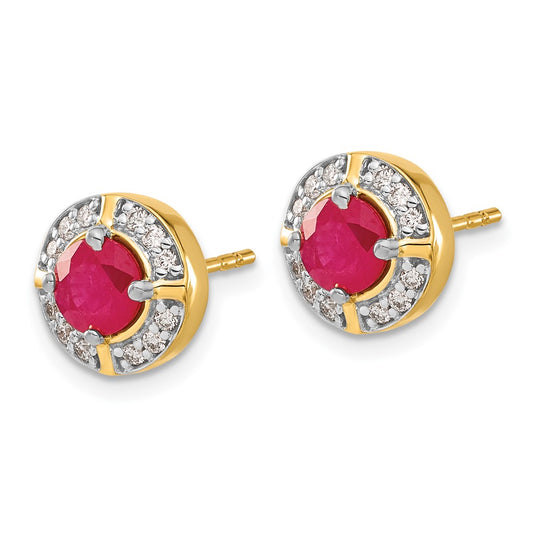Buy Stylish 14K Gold Diamond & Ruby Halo Earrings - Luxury Design, Affordable Price