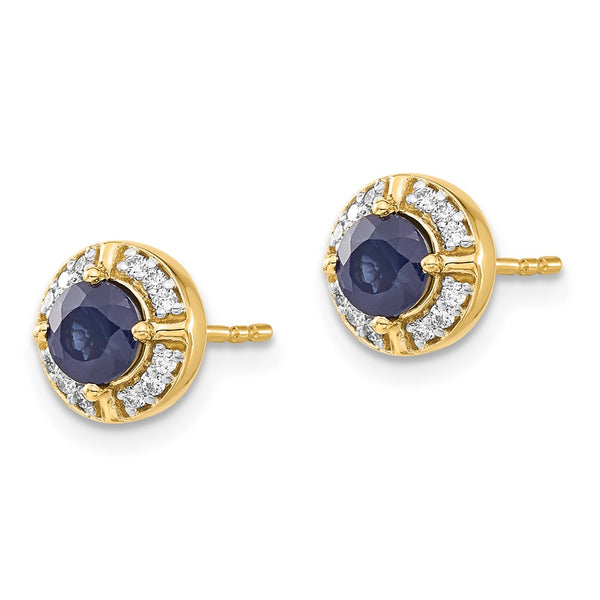 14K Gold Diamond & Sapphire Halo Earrings