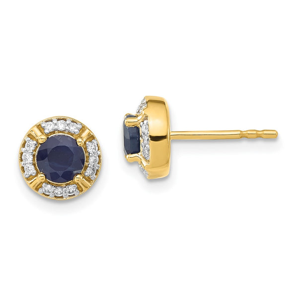 14K Gold Diamond & Sapphire Halo Earrings