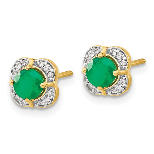 High-quality 14K Gold Diamond & Emerald Statement Earrings - Stylish Luxury