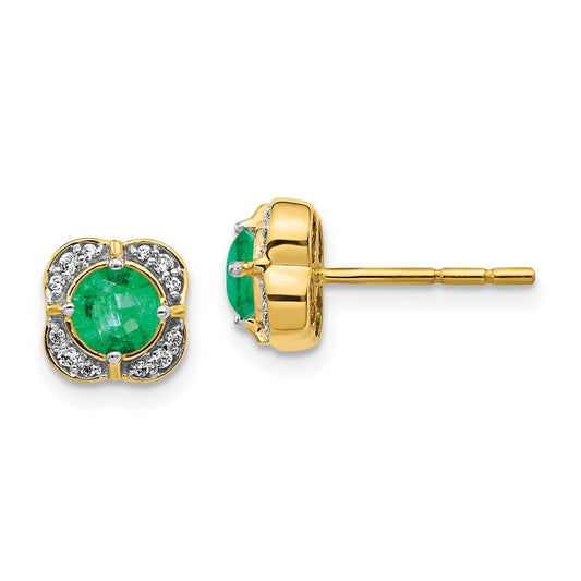 High-quality 14K Gold Diamond & Emerald Statement Earrings - Stylish Luxury