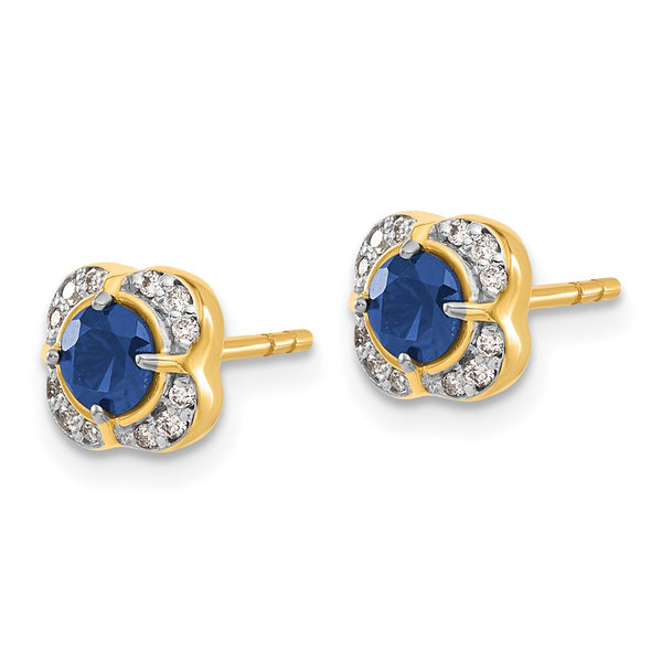14K Gold Diamond & Sapphire Earrings