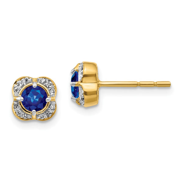 14K Gold Diamond & Sapphire Earrings