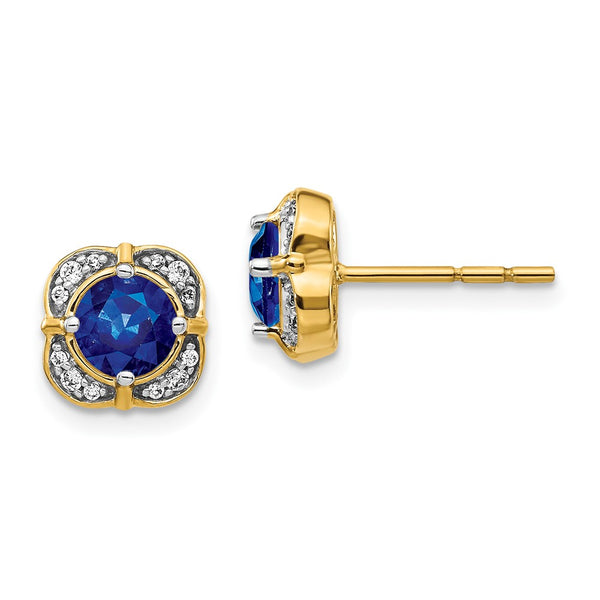 14K Gold Diamond & Sapphire Statement Earrings