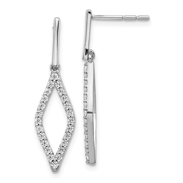 14K White Gold Dangle Earrings - 1/2 Carat Lab-Grown Diamond