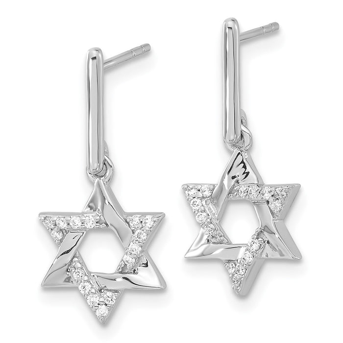 Buy 14K White Gold Diamond Star of David Dangle Earrings | Stylish & Affordable-2