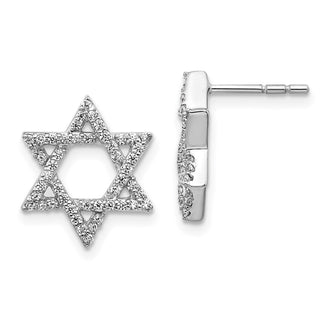 Designer 14K White Gold Diamond-Studded Star of David Earrings | Stylish Luxury