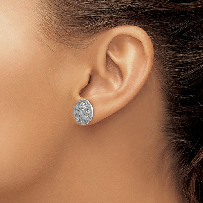 Shop Stylish 14K White Gold Floral Diamond Earrings - Luxury Design, Affordable Price-3