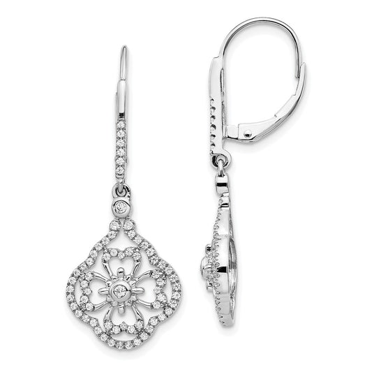 Buy Stylish 14K White Gold Diamond-Studded Earrings - Exclusive Design, 1.5" Long