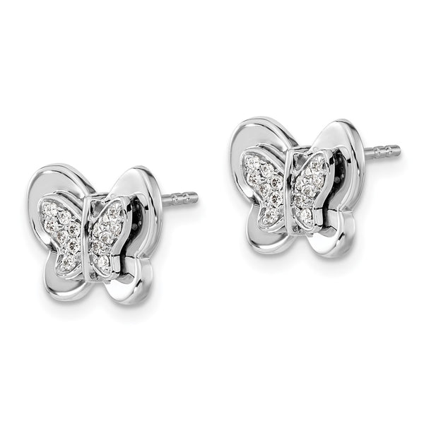 14K White Gold Diamond-Studded Butterfly Earrings