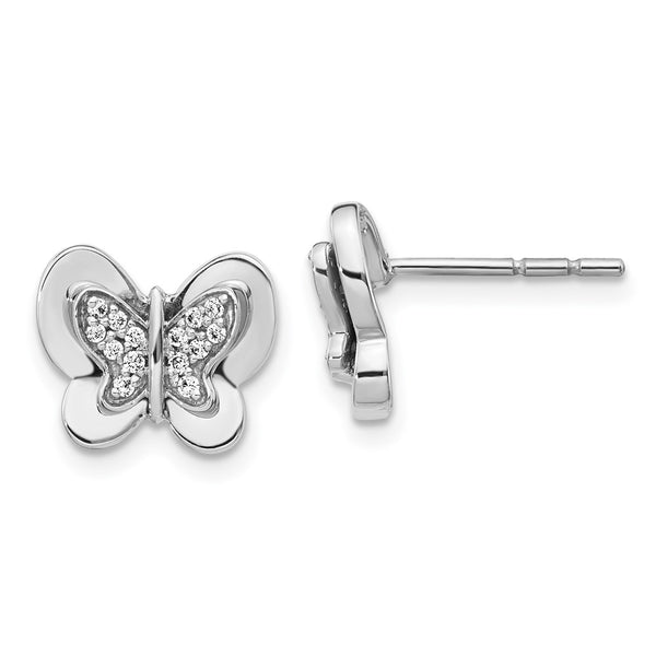 14K White Gold Diamond-Studded Butterfly Earrings