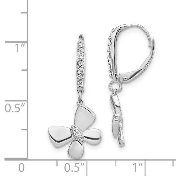 Exclusive 14K White Gold Diamond Butterfly Drop Earrings - Stylish Luxury Value-4