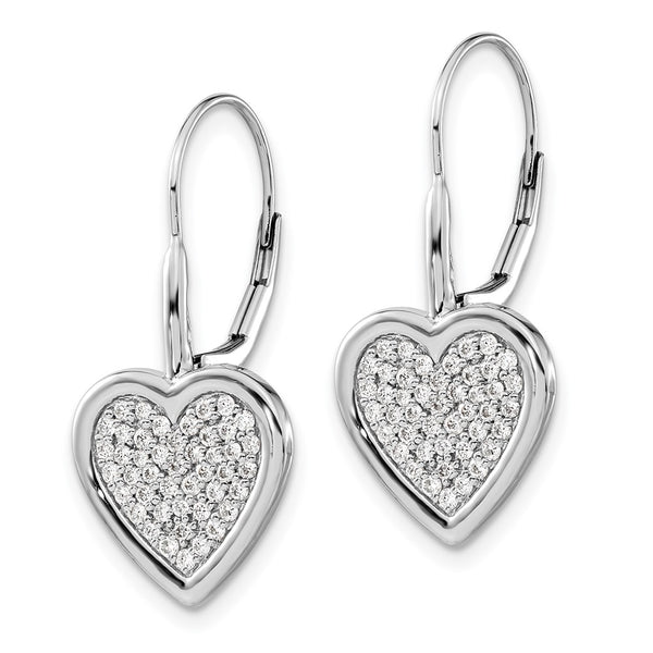 14K White Gold Heart-Shaped Diamond Earrings - Style GR1-1002814