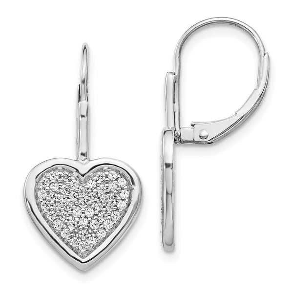 14K White Gold Heart-Shaped Diamond Earrings - Style GR1-1002814