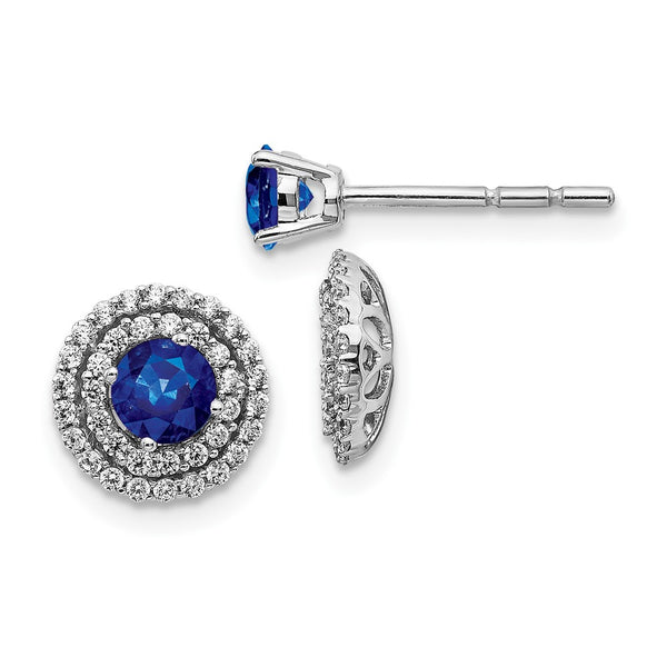 14K White Gold Diamond & Sapphire Jacket Earrings