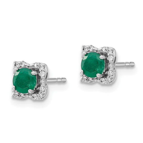 14K White Gold Diamond & Emerald Jacket Stud Earrings
