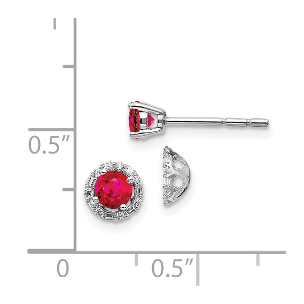 14K White Gold Diamond & Ruby Jacket Stud Earrings