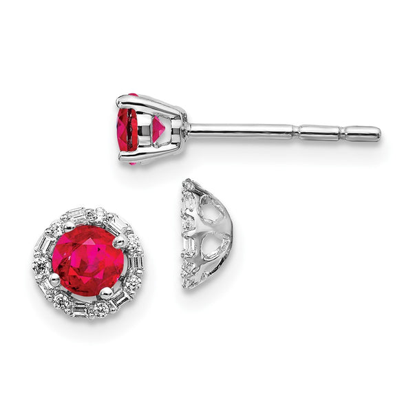 14K White Gold Diamond & Ruby Jacket Stud Earrings