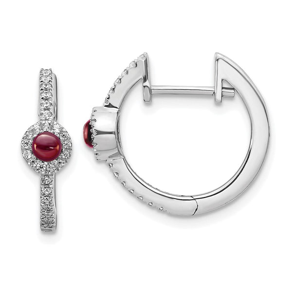 14K White Gold Earrings with Diamond Accents & Garnet - Style GR1-1002823