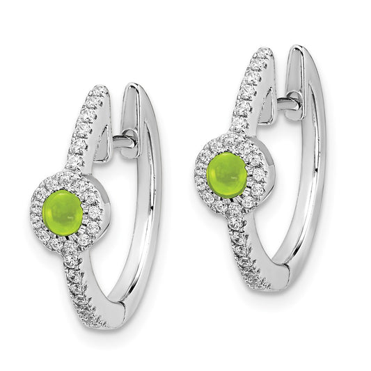 Buy Designer 14K White Gold Earrings with Diamond Accents & Peridot - Luxury Style