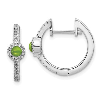 Buy Designer 14K White Gold Earrings with Diamond Accents & Peridot - Luxury Style