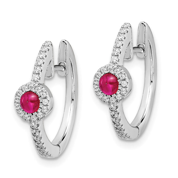 14K White Gold Earrings with Diamond Accents & Ruby - Style GR1-1002825
