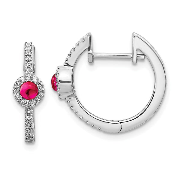 14K White Gold Earrings with Diamond Accents & Ruby - Style GR1-1002825