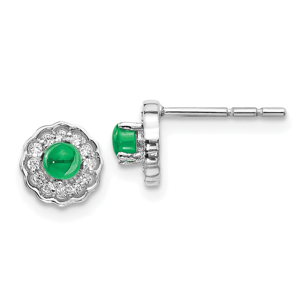 14K White Gold Earrings with Diamond Accents & Emeralds - Style GR1-1002826