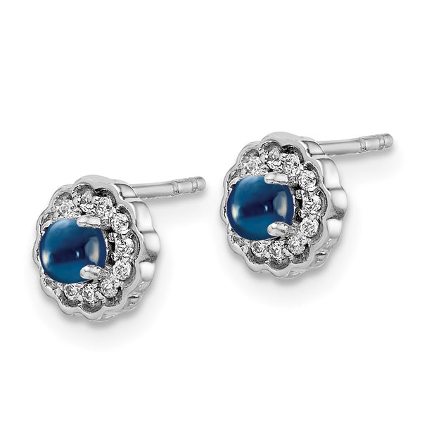 14K White Gold Earrings with Diamond Accents & Sapphire - Style GR1-1002827