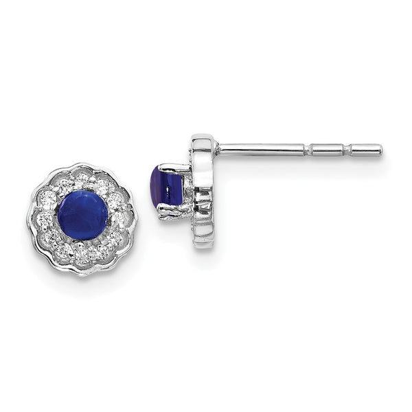 14K White Gold Earrings with Diamond Accents & Sapphire - Style GR1-1002827