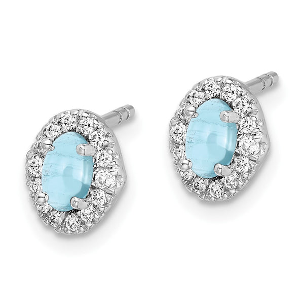14K White Gold Earrings with Aquamarine & Diamond Accents