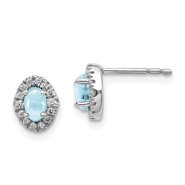14K White Gold Earrings with Aquamarine & Diamond Accents
