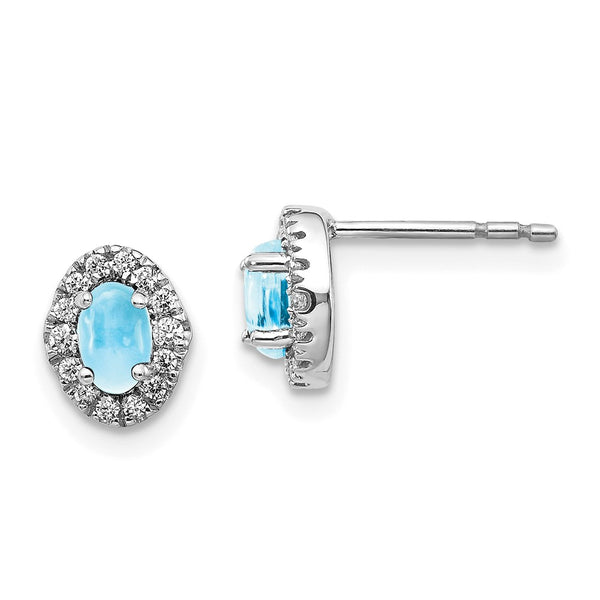 14K White Gold Earrings with Diamond Accents & Blue Topaz