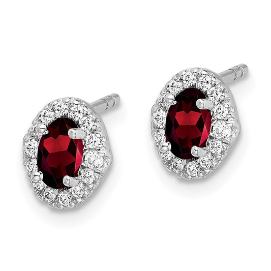 Exclusive 14K White Gold Earrings with Diamond Accents & Garnet - Stylish Value