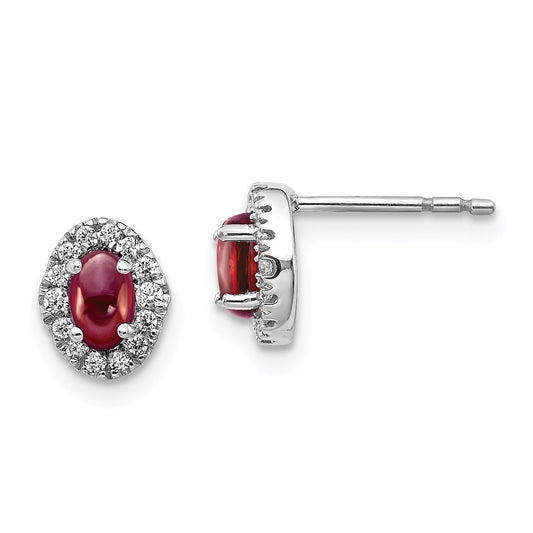 Exclusive 14K White Gold Earrings with Diamond Accents & Garnet - Stylish Value