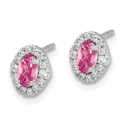 Shop Stylish 14K White Gold Earrings with Diamonds & Pink Tourmaline, 1.5"