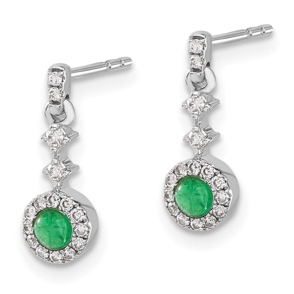 14K White Gold Earrings with Diamond Accents & Emeralds - Style GR1-1002836