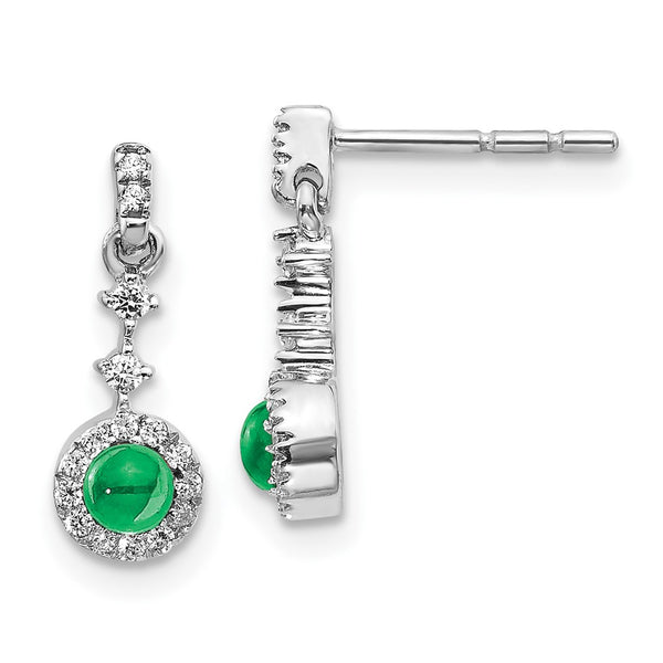 14K White Gold Earrings with Diamond Accents & Emeralds - Style GR1-1002836