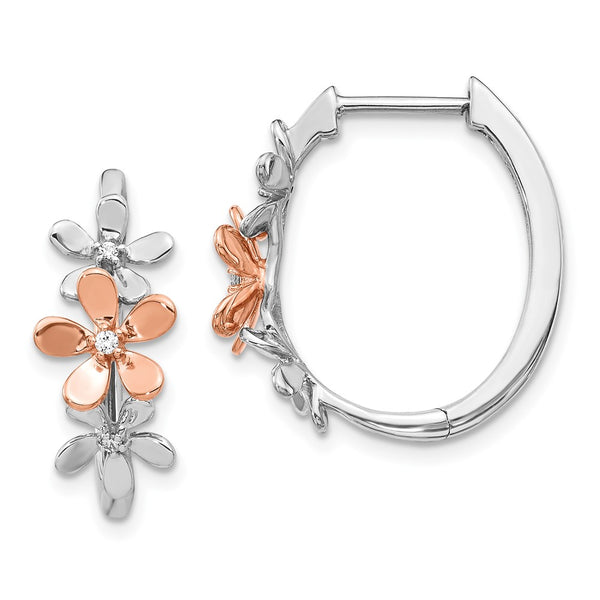 14K Rose & White Gold Diamond Stud Earrings - Style GR1-1002838