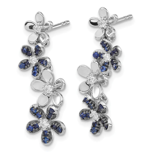 Shop 14K White Gold Sapphire and Diamond Earrings - Stylish Luxury Value