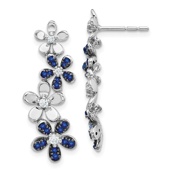 14K White Gold Sapphire and Diamond Earrings