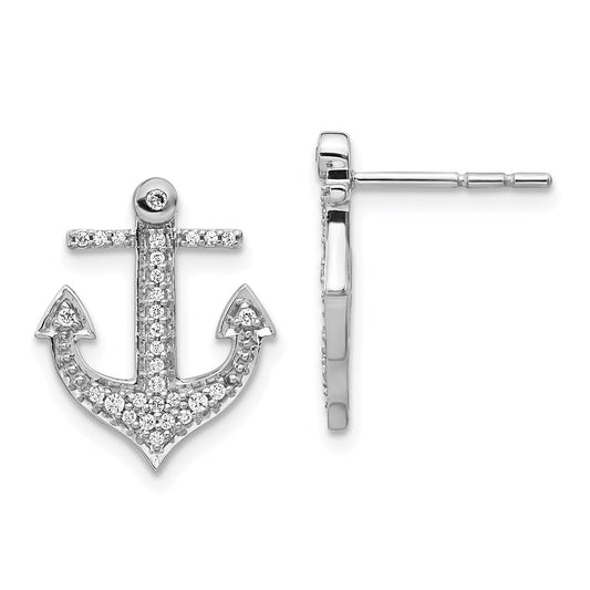 Shop Exclusive 14K White Gold Diamond Anchor Stud Earrings - Stylish & Affordable!