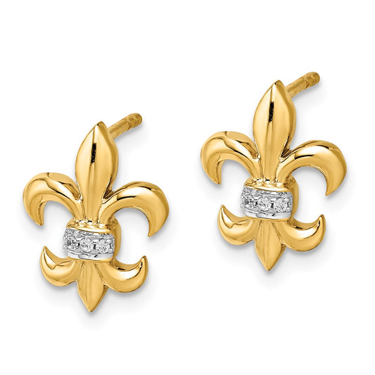 Shop Designer 14K White Gold Diamond Fleur-de-Lis Stud Earrings | Stylish Value