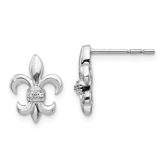 Shop Designer 14K White Gold Diamond Fleur-de-Lis Stud Earrings | Stylish Value