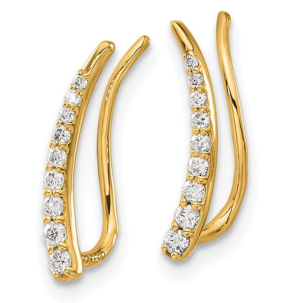 14K Gold Diamond Ear Climber Earrings