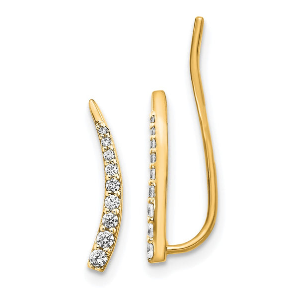 14K Gold Diamond Ear Climber Earrings