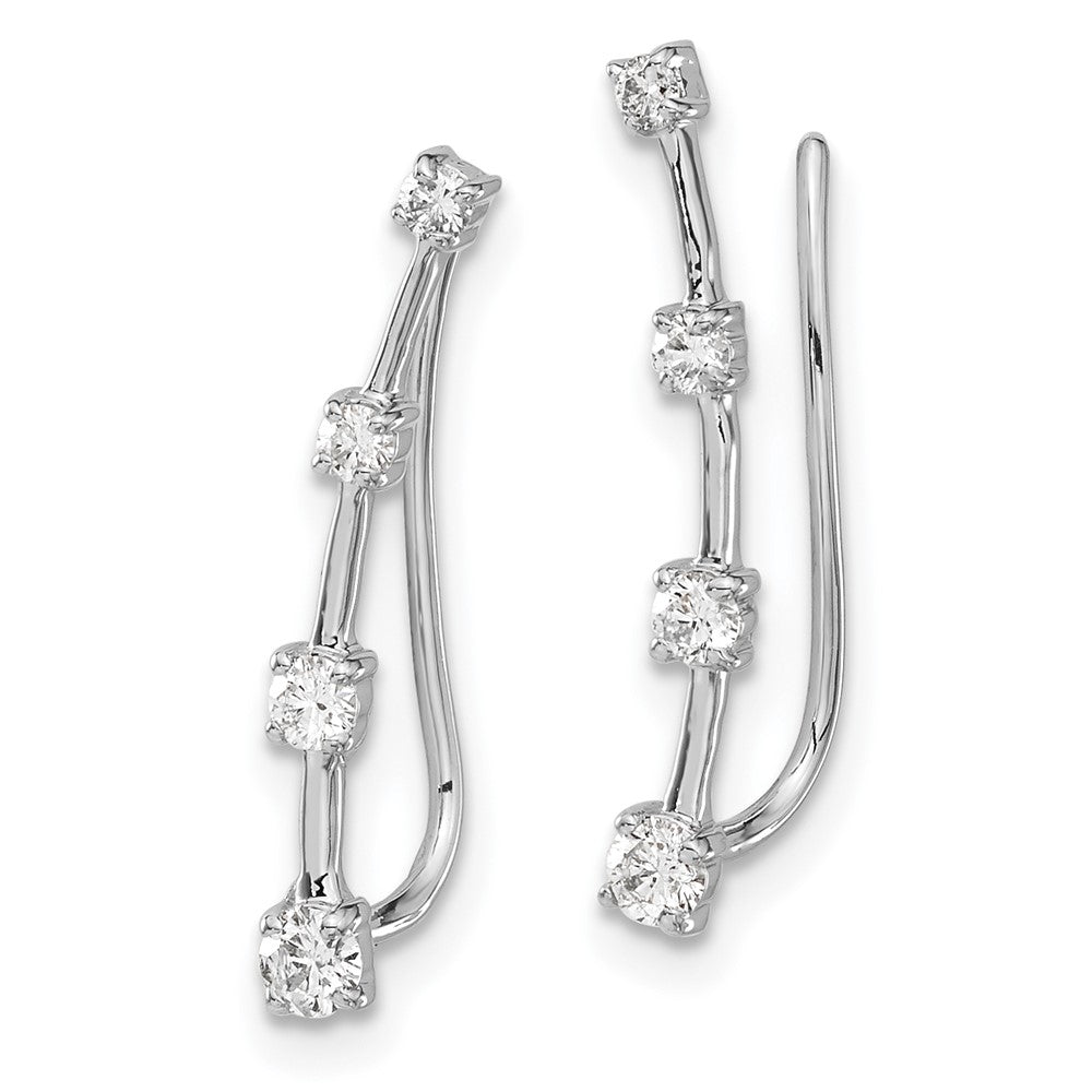 Shop Exclusive 14K White Gold Graduated Diamond Ear Climbers - Stylish Value!