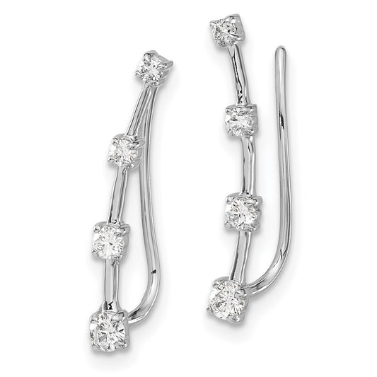 Shop Exclusive 14K White Gold Graduated Diamond Ear Climbers - Stylish Value!